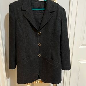 Ann Taylor Wool Charcoal Blazer & Skirt set. VINTAGE